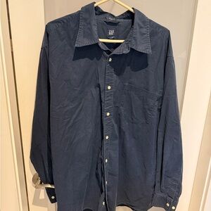 GAP Relaxed Fit Button-Up Shirt in Dark Blue